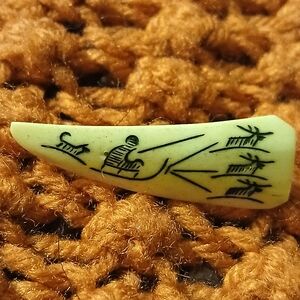 Vintage Scrimshaw Brooch Alaska C Clasp